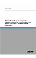 Kritische Darstellung der Funktion der Arbeitnehmervertreter im Aufsichtsrat einer AG und einer GmbH - Recht und Realität