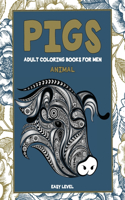 Adult Coloring Books for Men - Animal - Easy Level - Pigs