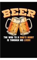 Beer The Way To Man's Heart Is Through His Liver: 6x9 120 Dotted Blank Notebook Inspirational Journal Travel Note Pad Motivational Quote Collection Sketchbook