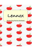 Lennox - Handwriting Practice Workbook: 8.5 x 11 Notebook with Dotted Lined Sheets - 100 Pages - Red Apples