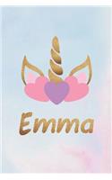 Emma: Personalized First Name Unicorn Gift Birthday Girl Notebook Journal 104 Pages