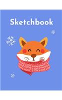 Sketchbook: Cute Kawaii Winter Fox Sketchpad: 100 Large 8.5" x 11" Blank White Pages