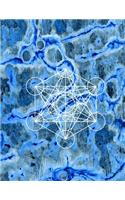 Metatron's Cube Blue Abstract 8.5 x 11 150 Pages Dot Grid Journal Notebook