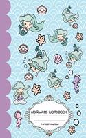 Mermaid Notebook: Blue notebook with mermaid scale background - Wide ruled (7.44 x 9.69 inch) 110 pages-Cute Japanese design mermaid cartoon with glossy paperback cov
