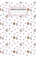 Composition notebook: Journal Notebook-Cute Bear Deer Forest Woodland Santa Claus Hat Cartoon Animals Fox Wolf Bird Xmas Christmas December Wide Ruled Paper Winter Blank 
