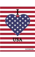 I Love USA Notebook: Us Flag Statement Composition Book - American Patriotism & Pride - Small Dot Grid Page Journal Notebook Diary Log Book for Note Taking, Journaling, (Country Flag Notebooks)
