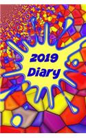 2019 Diary: Week to View Diary Colorful Abstract Design (6x9 80 Pages A5)