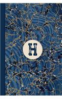 Monogram H Marble Notebook (Blue Ginger Edition): Blank Lined Marble Journal for Names Starting with Initial Letter H