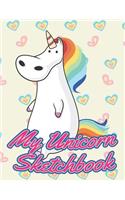 My Unicorn Sketchbook: Blank Unlined Doodle Book V23