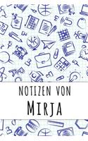 Notizen von Mirja: Kariertes Notizbuch mit 5x5 Karomuster für deinen personalisierten Vornamen