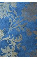 Blue Floral Velvet Composition Notebook - Small Ruled Notebook - 6x9 Lined Notebook (Softcover Journal / Notebook / Diary)