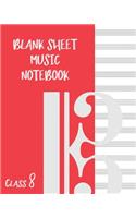 Blank Sheet Music Composition Manuscript Staff Paper Art Music CLASS 8 Notebook Red Orange Cover