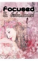 Focused and fabulous scrapbook pink floral vintage style cover with roses & letters and beautiful girl