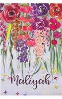 Maliyah: Personalized Lined Journal - Colorful Floral Waterfall (Customized Name Gifts)