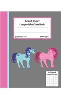 Graph Composition Notebook 5 Squares per inch 5x5 Quad Ruled 5 to 1 100 Sheets: Cute Funny Male and Female Pony Gift Notepad / Grid Squared Paper Back To School Gift Notebook For Math Teens Science Adults Students Programmers no