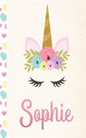 Sophie: Personalized Unicorn Sketchbook For Girls With Pink Name - 8.5x11 110 Pages. Doodle, Sketch, Create!
