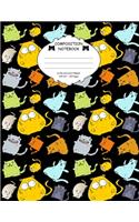 Composition Notebook. Cute Cats Patterns: Lined Paperback Notebook For Cat Lovers. Funny Fat Cats Pattern Cover.