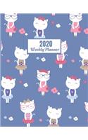 2020 Weekly Planner: 52 Week Start on Monday Cute Blue Cats Calendar Schedule Organizer and Journal Notebook to help you plan and get organized