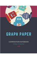 Graph Paper Notebook: Blank grid paper, Robot Themed Quad ruled, 5x5, Composition notebook. Large 8.5 x 11 in (110 pages)