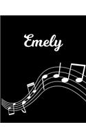 Emely: Sheet Music Note Manuscript Notebook Paper - Personalized Custom First Name Initial E - Musician Composer Instrument Composition Book - 12 Staves a 