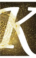 K: Personalized Dot Grid Bullet BUJO Notebook Journal Modern Gold Mandala Minimalist Initial Monogram Letter K- Many Usage Handy Travel Size For Boys M