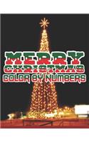 Merry Christmas Color By Numbers: a beautiful colouring book with Christmas designs on a black background, for gloriously vivid colours