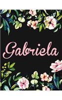 Gabriela: Personalised Name Notebook/Journal Gift For Women & Girls 100 Pages (Black Floral Design)