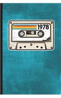 1978: 6" x 9" - 128 Pages: Distressed Vintage Cassette Tape Design on Soft Matte Cover - Notebook, Diary, Composition Book for Seventies Rockers