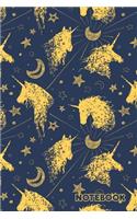 Notebook: Unicorn Constellations, Moon & Stars: 100 Pages of 6" X 9" Lined Paper (Journal, Diary, Planner, Notes)