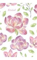 Notebook: Flower Water Paint Cover, College Ruled Line Paper Notebook and Journal 100 Page (6.99 X 9.61 Inch)