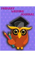 Primary Writing Journal: Owl Story Writing for Girls and Boys Handwriting Pages and Sketch Pages Owl with Purple Stars