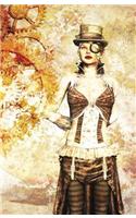 Vintage Steampunk Woman and Gears Journal Notebook: Wide Ruled