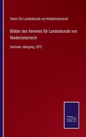 Blätter des Vereines für Landeskunde von Niederösterreich: Sechster Jahrgang, 1872