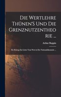 Wertlehre Thünen'S Und Die Grenznutzentheorie ...