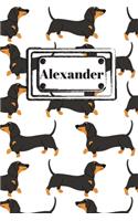 Alexander: Liniertes Dachs Notizbuch oder Hund Notizheft liniert - Hunde Journal für Männer und Frauen mit Linien