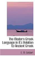 The Modern Greek Language in It's Relation to Ancient Greek