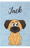 Jack Hund-Malbuch / Notizbuch Tagebuch: Individuelles personalisiertes blanko Jungen & Männer Namen Notizbuch, blanko DIN A5 Seiten. Ideal als Uni ... Weihnachts & Geburtstags Geschenk für