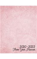 2020-2022 Three Year Planner: Jan 2020-Dec 2022, 3 Year Planner, pink leather digital paper cover, featuring 2020-2022 Overview, daily, weekly, monthly view, areas for: to do lis