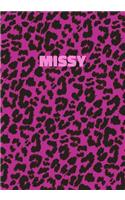 Missy: Personalized Pink Leopard Print Notebook (Animal Skin Pattern). College Ruled (Lined) Journal for Notes, Diary, Journaling. Wild Cat Theme Design wi