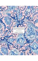 Notebook magic lover: Blue flower on pink and Dot Graph Line Sketch pages, Extra large (8.5 x 11) inches, 110 pages, White paper, Sketch, Draw and Paint(2 Blue Flower on Pink Notebook)