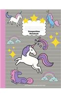 Unicorn Composition Notebook Wide Ruled, Back To School