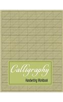 Calligraphy Handwriting Workbook: Practice Paper Slanted Grid - Green(2 Empty Calligraphy Journal)