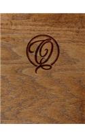 Wood Burned Monogram Creative Journal - Q: (8.5 X 11 Lined) Blank Notebook College Ruled