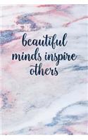 Beautiful Minds Inspire Others: Blank Inspirational Quote Notebook - Quotes on Each Page