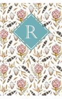 R: Elegant Monogrammed Blank Dotted Journal: Beautiful and Classic Bulleted Dot Grid Notebook: Pink, Mint Green and White Floral Design