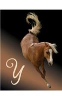 Horse Initial 'y' Monogram Notebook: Custom Blank Lined Journal Personalized for Names Starting with Initial Letter Y (Jotter, Notepad, Composition Book)