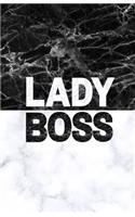 Lady Boss: Classic Medium Lined Journal/Diary for Everyday Use White and Black Marble Split