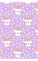 Spring Bunny Notebook: Cute Lavender Lined Composition Journal - Happy Pink & White Easter Bunnies Diary - Polka Dot Purple Rabbit Notepad with Lines - Non Candy Easter Ba