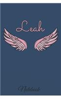 Leah Notebook: A beautiful personalized angel wings soft cover notebook with 100 lined pages in 6x9 inch format. Personal Diary Personalized Journal Customized Jou
