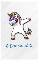 Emmanuel A5 Lined Notebook 110 Pages: Funny Blank Journal For Personalized Dabbing Unicorn Family First Name Middle Last. Unique Student Teacher Scrapbook/ Composition Great For Home Sch